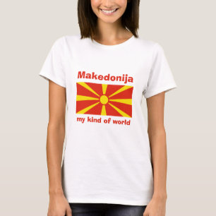Vlag Noord-Macedonië + Kaart + Tekst T-shirt