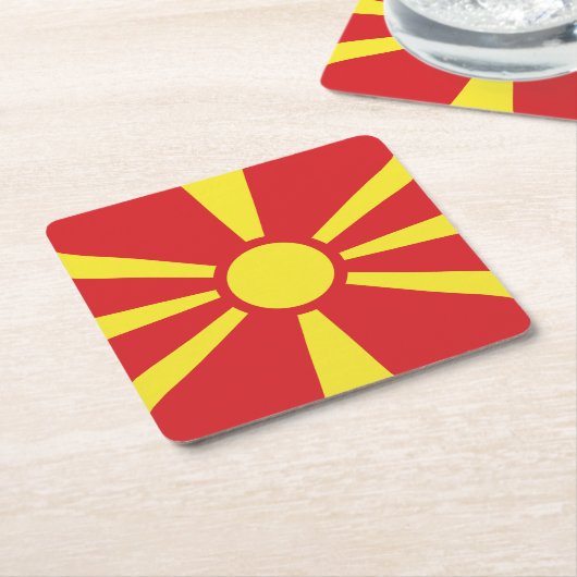 Vlag Noord-Macedonië Kartonnen Onderzetters (Schuin)