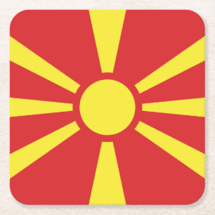 Vlag Noord-Macedonië Kartonnen Onderzetters