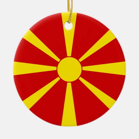 vlag Noord-Macedonië Keramisch Ornament (Voorkant)
