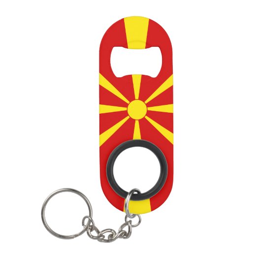 vlag Noord-Macedonië Mini Flessenopener (Voorkant)