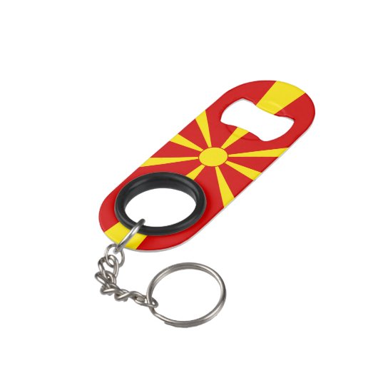 vlag Noord-Macedonië Mini Flessenopener (Achterkant Gekanteld)