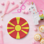 Vlag Noord-Macedonië Papieren Bordje (Feest)