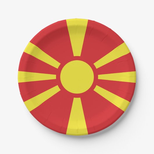 Vlag Noord-Macedonië Papieren Bordje (Voorkant)