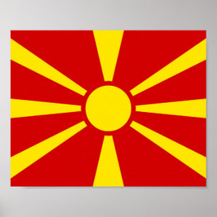 Vlag Noord-Macedonië Poster