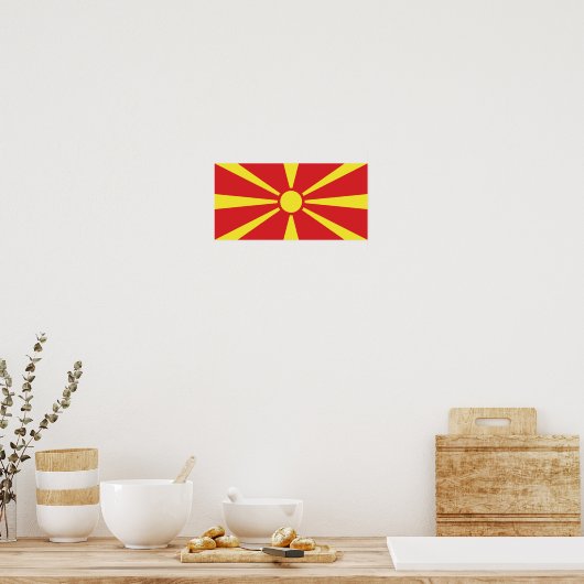 Vlag Noord-Macedonië Poster (Keuken)