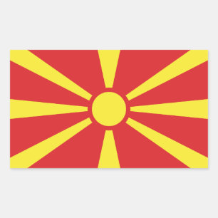 Vlag Noord-Macedonië Rechthoekige Sticker