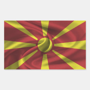 Vlag Noord-Macedonië Rechthoekige Sticker