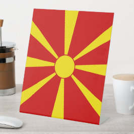 vlag Noord-Macedonië Reclamebord Met Voetstuk