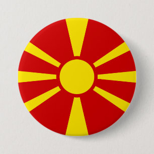 Vlag Noord-Macedonië Ronde Button 7,6 Cm