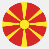 vlag Noord-Macedonië Ronde Sticker (Voorkant)