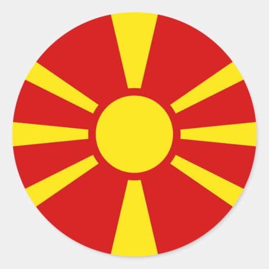 Vlag Noord-Macedonië Ronde Sticker (Voorkant)