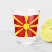 Vlag Noord-Macedonië Shot Glas (Voorkant)