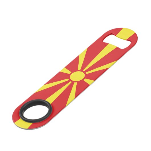 Vlag Noord-Macedonië Speed Flessenopener (Achterkant Gekanteld)