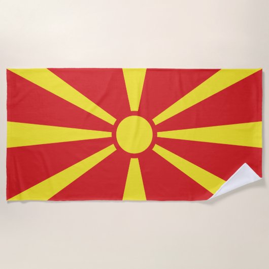 Vlag Noord-Macedonië Strandlaken (Voorkant)