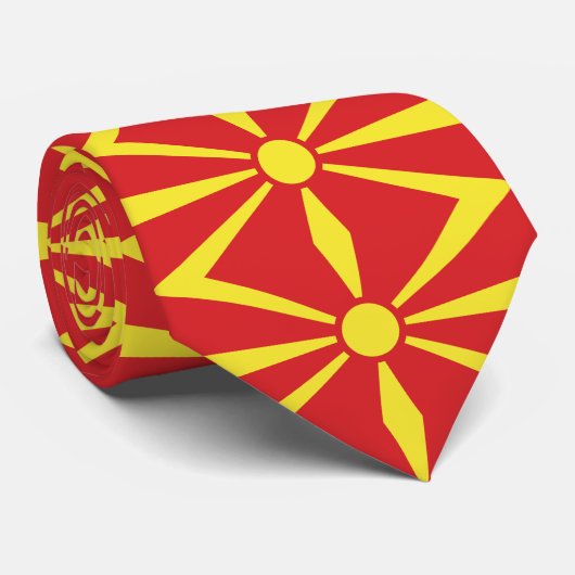 Vlag Noord-Macedonië Stropdas (Opgerold)