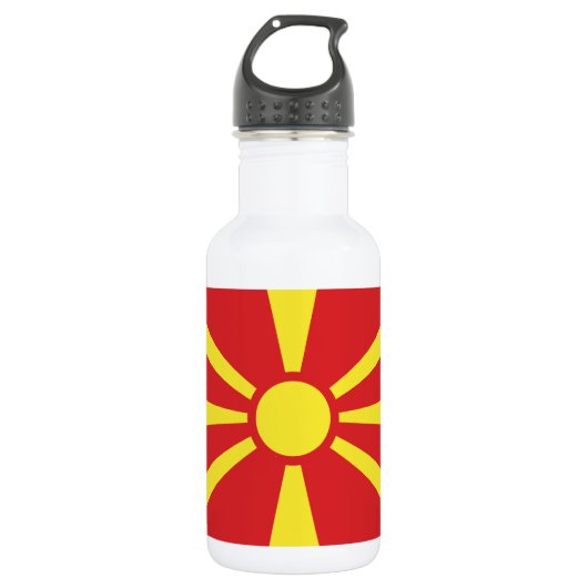 Vlag Noord-Macedonië Waterfles (Voorkant)