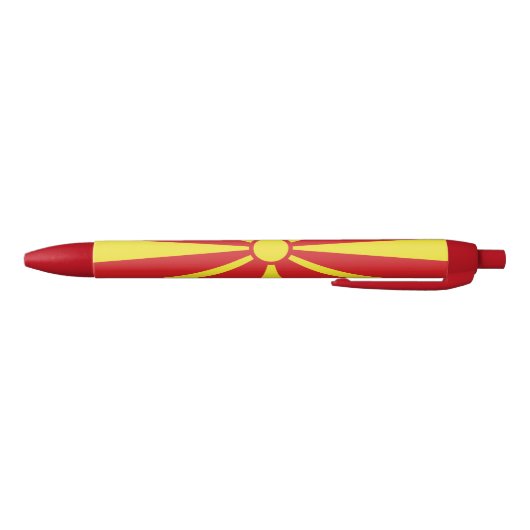 Vlag Noord-Macedonië Zwarte Inkt Pen (Bodem)