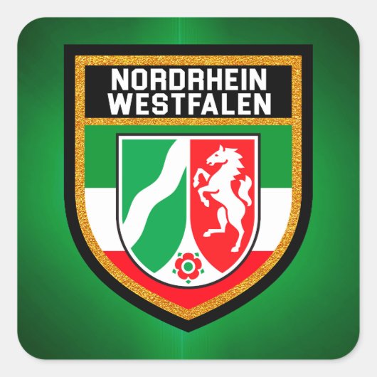 Vlag Noordrijn-Westfalen Vierkante Sticker (Voorkant)