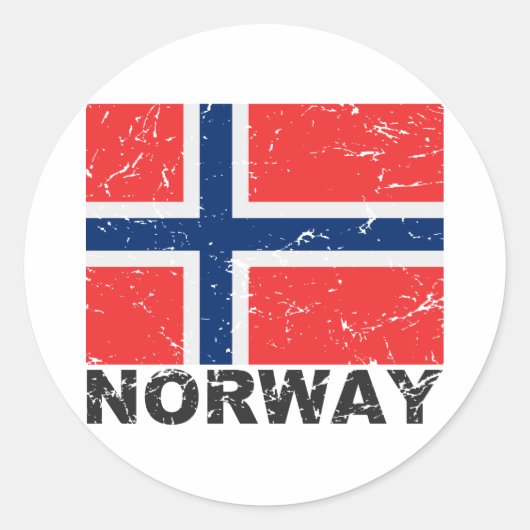 vlag Noorwegen Ronde Sticker (Voorkant)