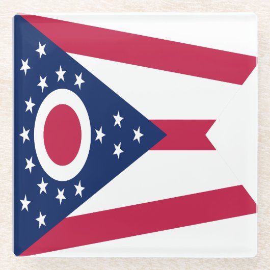 Vlag Ohio-staat Glazen Onderzetter (Voorkant)