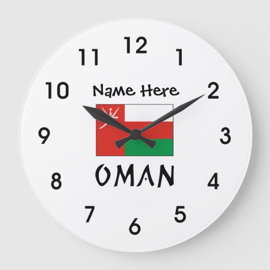 Vlag Oman en Omani met Jouw naam Grote Klok (Voorkant)