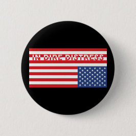 Vlag onderaan VS: in Dire Distress Ronde Button 5,7 Cm
