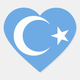 Vlag Oost-Turkestan Oeigoer Hart Sticker