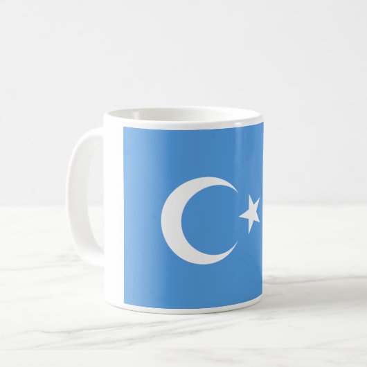Vlag Oost-Turkestan Oeigoer Koffiemok (Voorkant links)