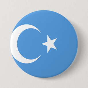 Vlag Oost-Turkestan Oeigoer Ronde Button 7,6 Cm