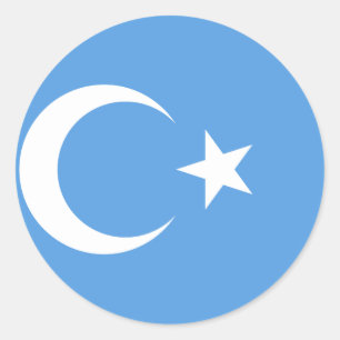 Vlag Oost-Turkestan Oeigoer Ronde Sticker