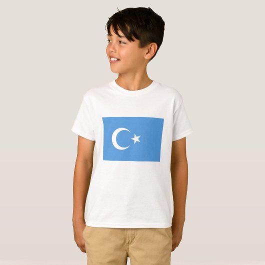 Vlag Oost-Turkestan Oeigoer T-shirt (Voorkant volledig)