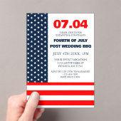 Vlag op 4 juli na bruiloft BBQ voor sterren en str Acryl Uitnodigingen (Insitu (Draagbaar))