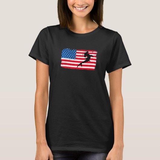 vlag op 4 juli patriottische haai Amerikaans T-shirt (Voorkant)