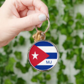 Vlag op Cuba met aangepast monogram Sleutelhanger (Hand)