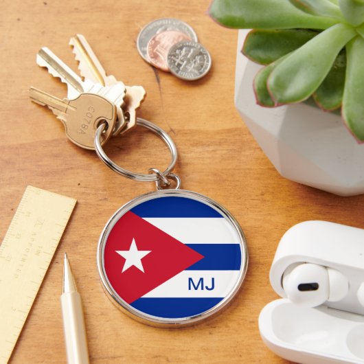 Vlag op Cuba met aangepast monogram Sleutelhanger (Bureau)