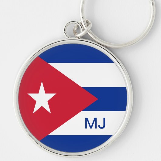 Vlag op Cuba met aangepast monogram Sleutelhanger (Voorkant)