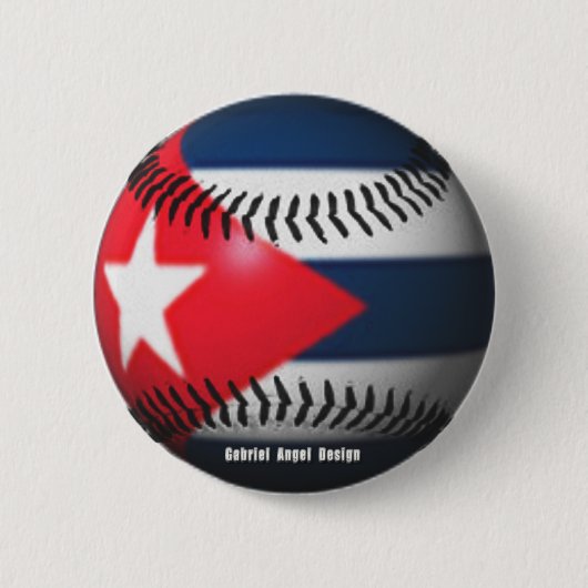 Vlag op Cuba op een honkbal Ronde Button 5,7 Cm (Voorkant)
