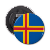 Vlag op de Ålandseilanden Button Flesopener (Voorkant)