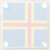 Vlag op de Ålandseilanden Glazen Onderzetter (Achterkant)