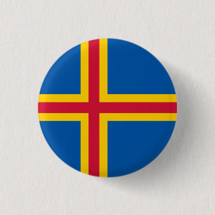 Vlag op de Ålandseilanden Ronde Button 3,2 Cm