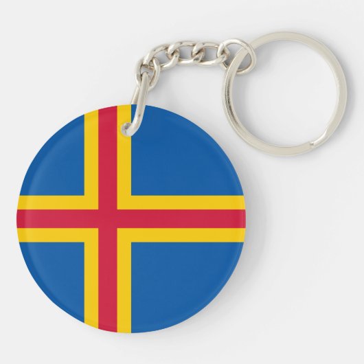 Vlag op de Ålandseilanden Sleutelhanger (Achterkant)