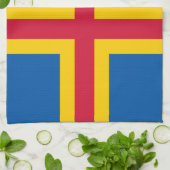 Vlag op de Ålandseilanden Theedoek (Gevouwen)