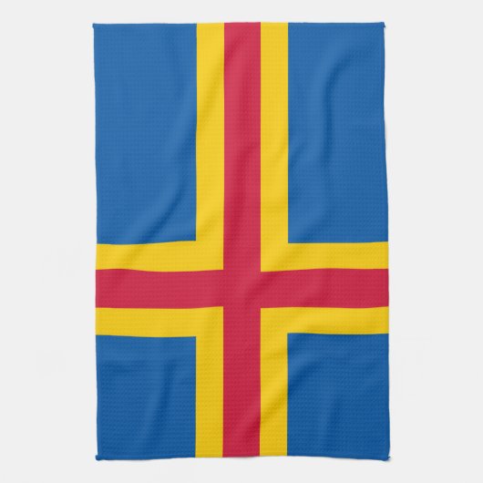 Vlag op de Ålandseilanden Theedoek (Verticaal)