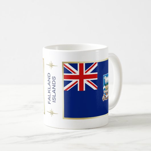 Vlag op de Falklandeilanden + Mok op kaart (Voorkant rechts)