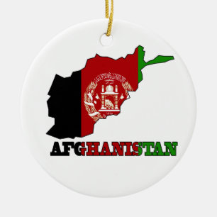 Vlag op de kaart van Afghanistan Keramisch Ornament