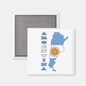 Vlag op de kaart van Argentinië Magneet (Voorkant / Achterkant)
