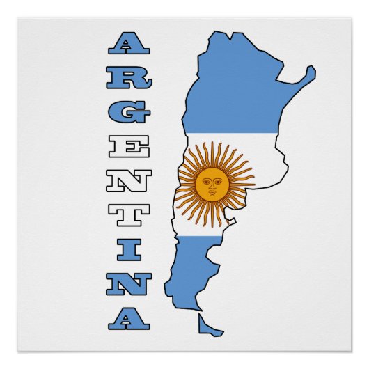 Vlag op de kaart van Argentinië Poster (Voorkant)