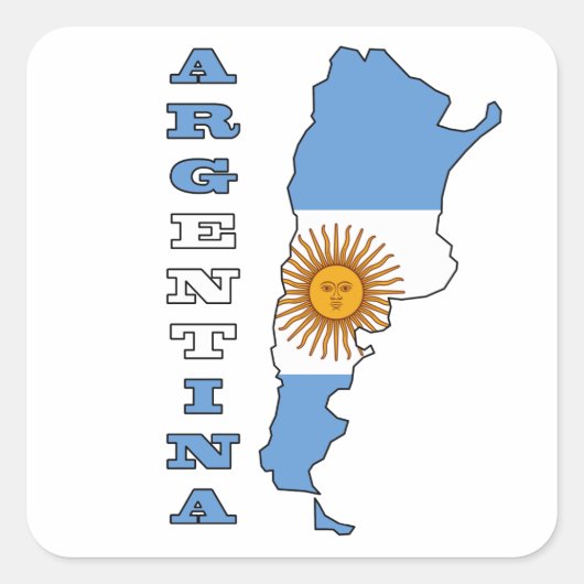 Vlag op de kaart van Argentinië Vierkante Sticker (Voorkant)