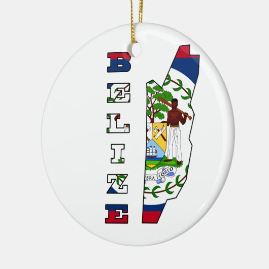 Vlag op de kaart van Belize Keramisch Ornament (Links)